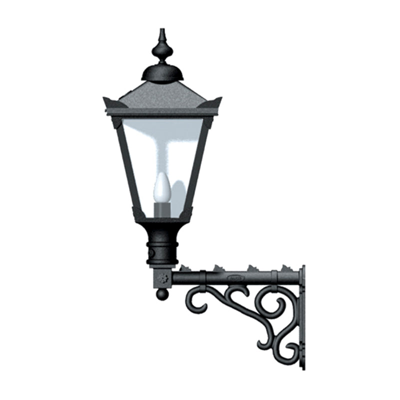 Victorian traditional cast iron wall light with decorative arm 1.1m in height (H841)