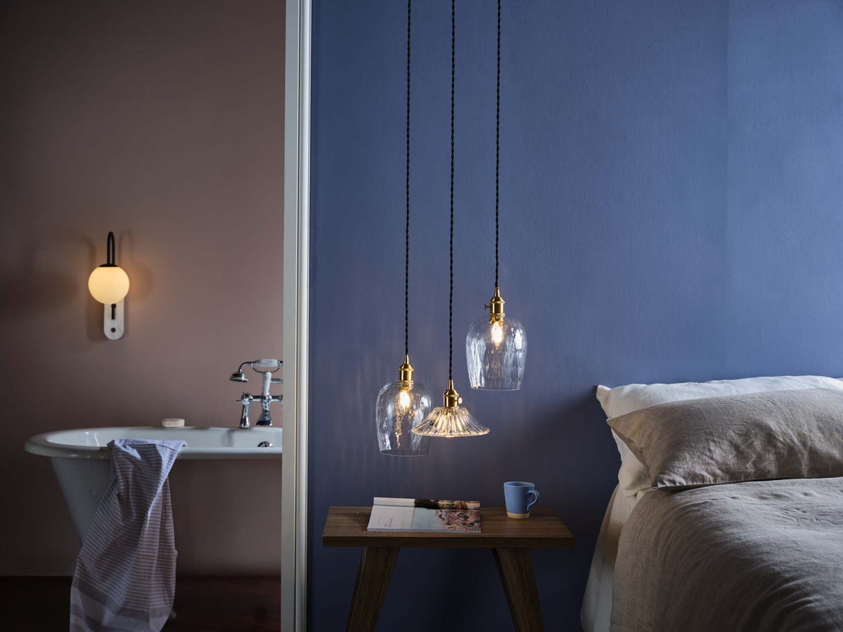 Hadano Pendant Natural Brass With Dimpled Glass Shade