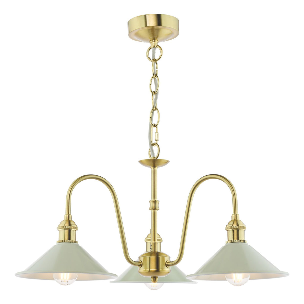 Hadano 3 Light Pendant Natural Brass and Matt Taupe