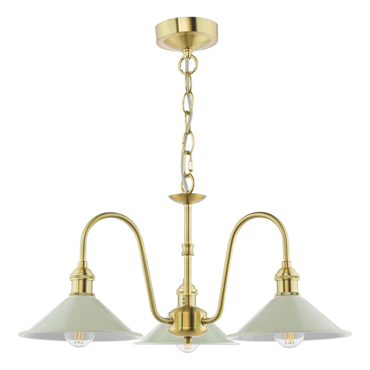 Hadano 3 Light Pendant Natural Brass and Matt Taupe