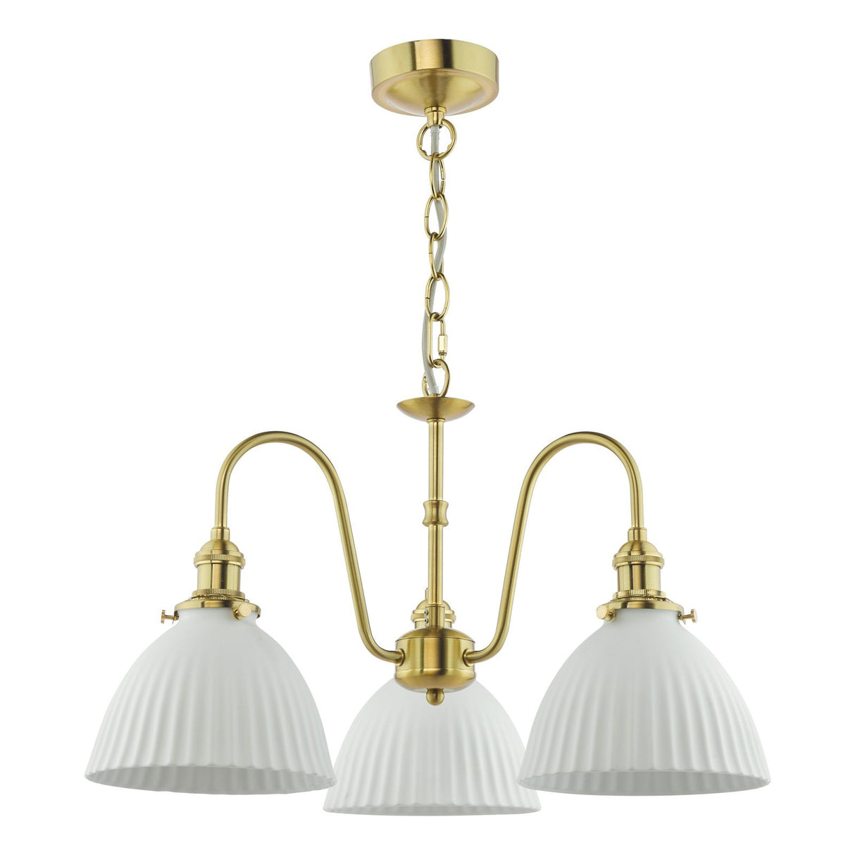 Hadano 3 Light Pendant Natural Brass and White