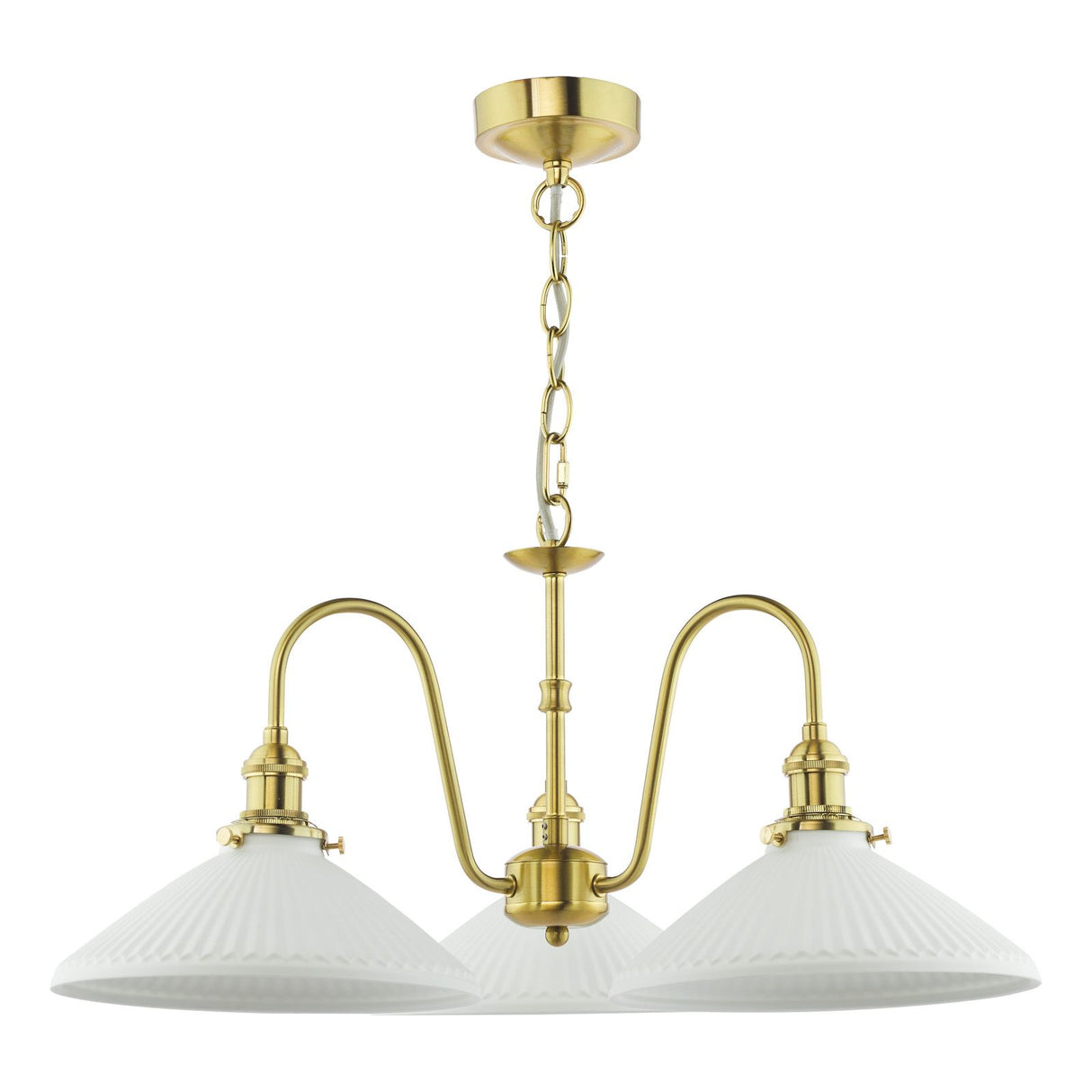 Hadano 3 Light Pendant Natural Brass and White