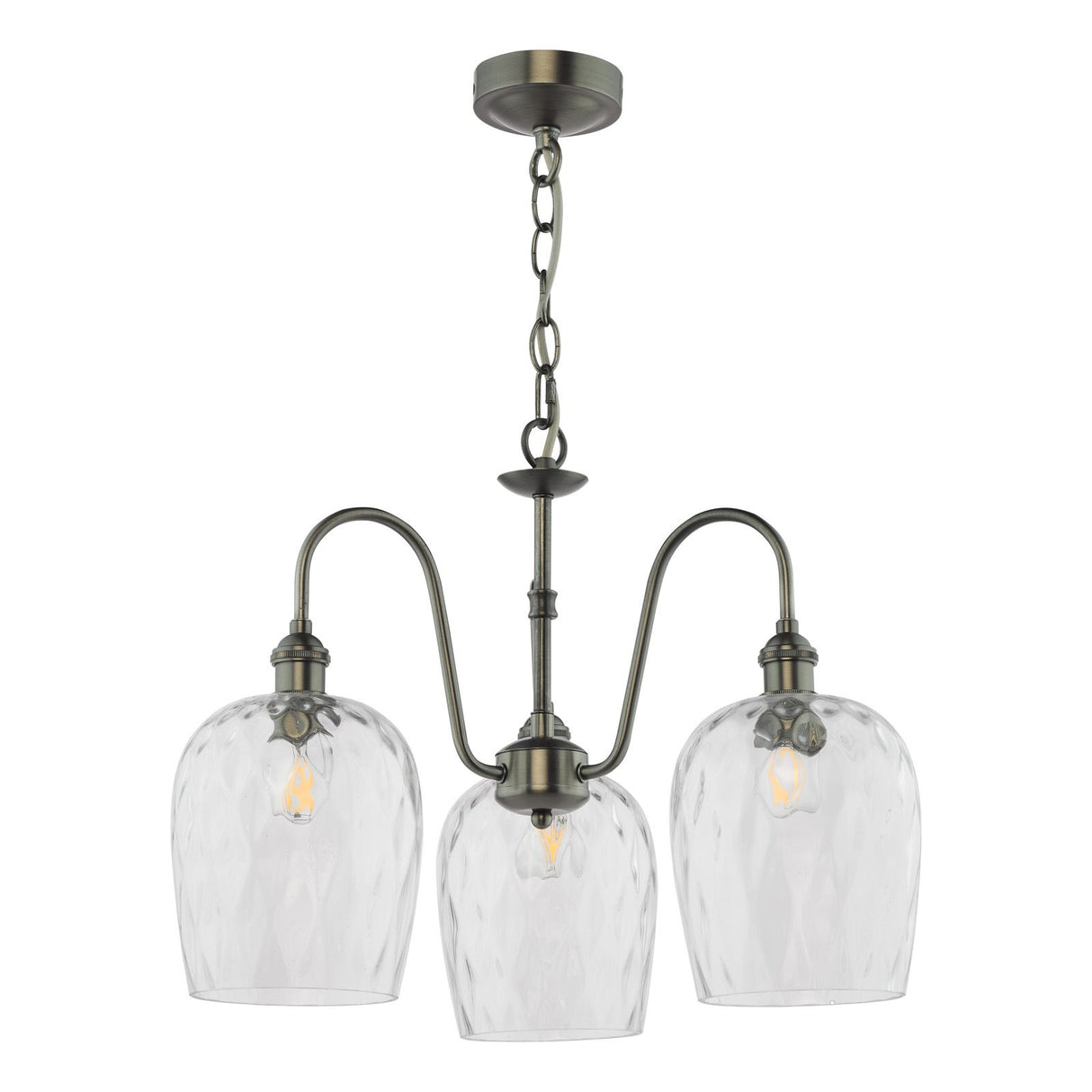 Hadano 3 Light Pendant Antique Chrome and Glass