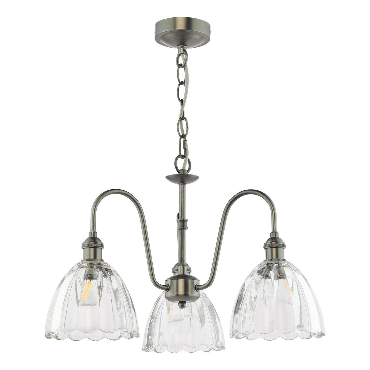 Hadano 3 Light Pendant Antique Chrome and Glass
