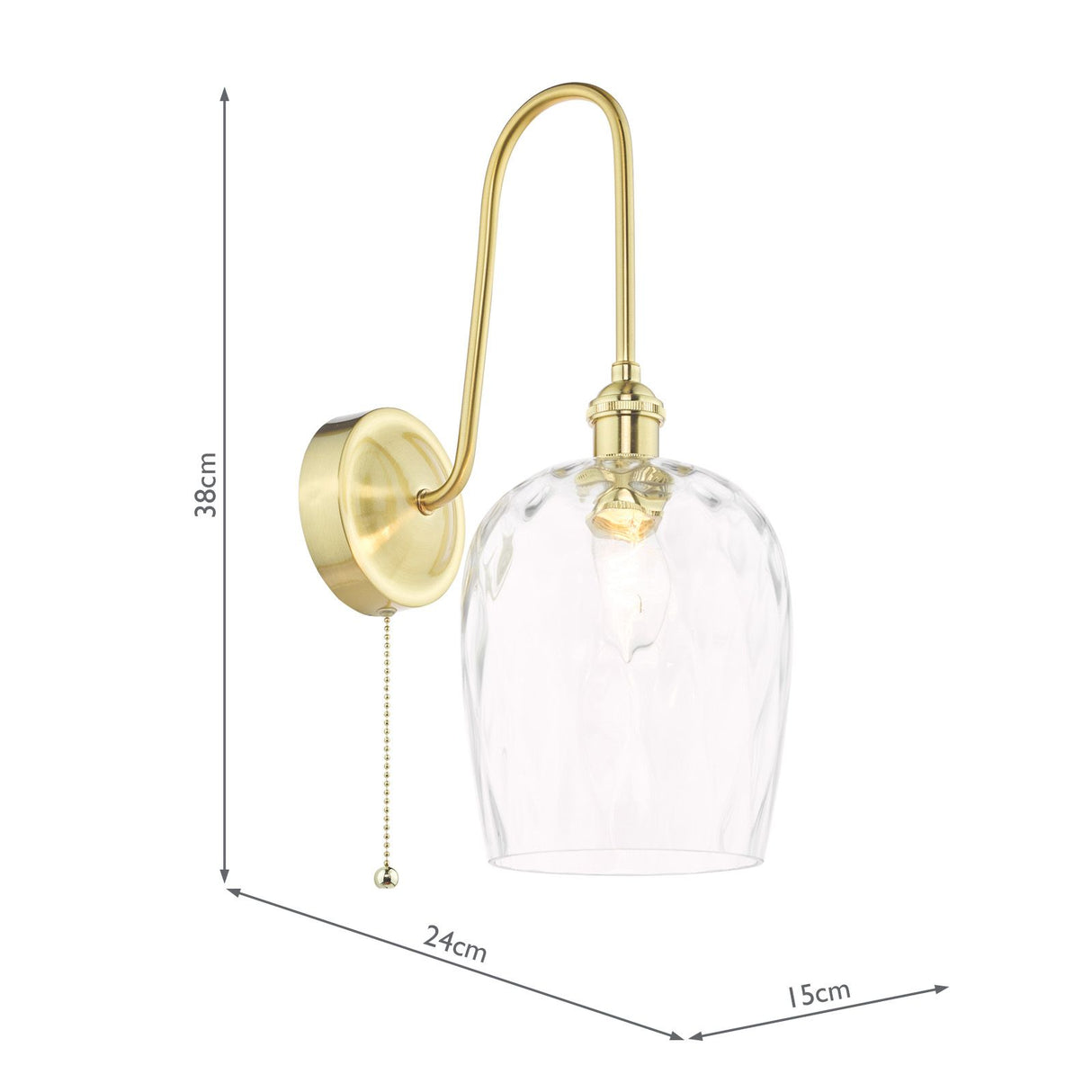 Hadano Wall Light Natural Brass and Glass