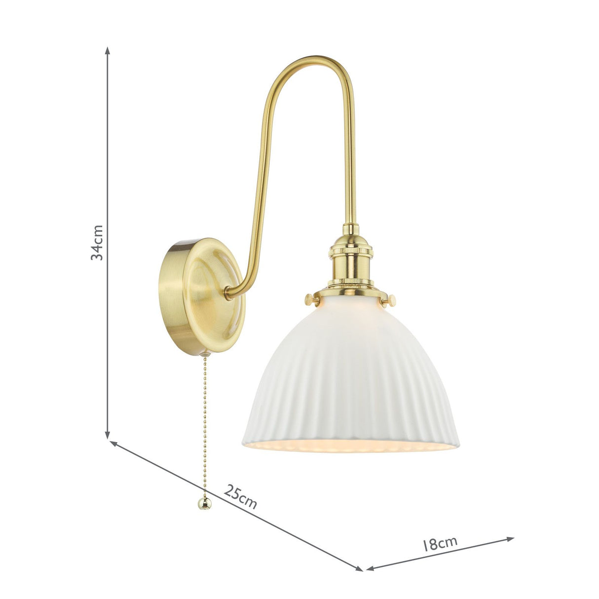 Hadano Wall Light Natural Brass and White