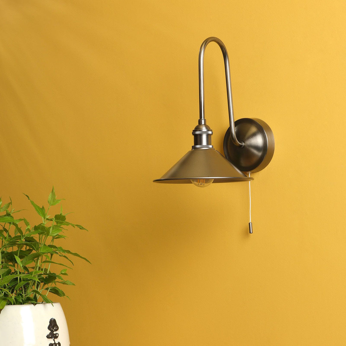 Hadano Wall Light Antique Chrome and Aged Brass