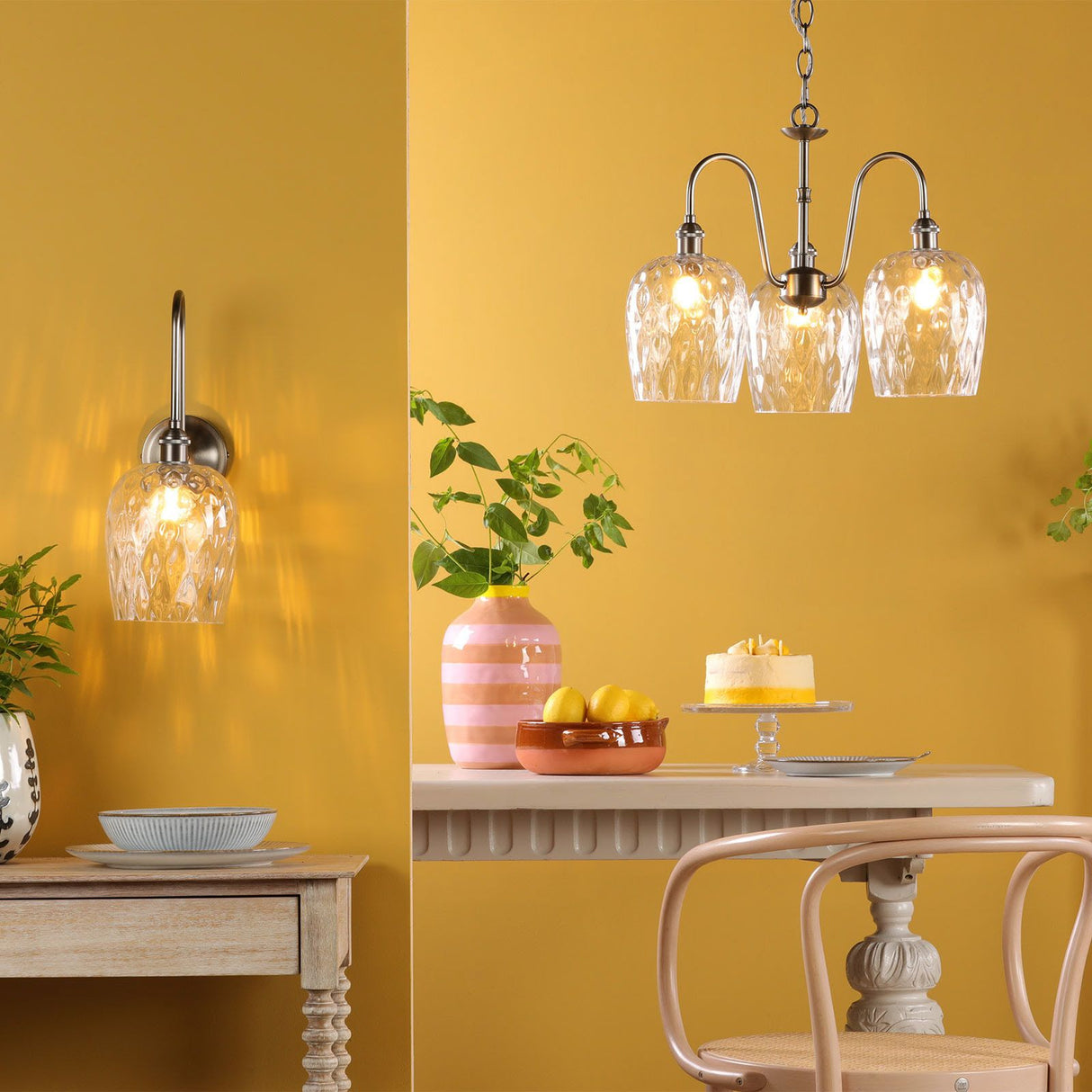 Hadano Wall Light Antique Chrome and Glass
