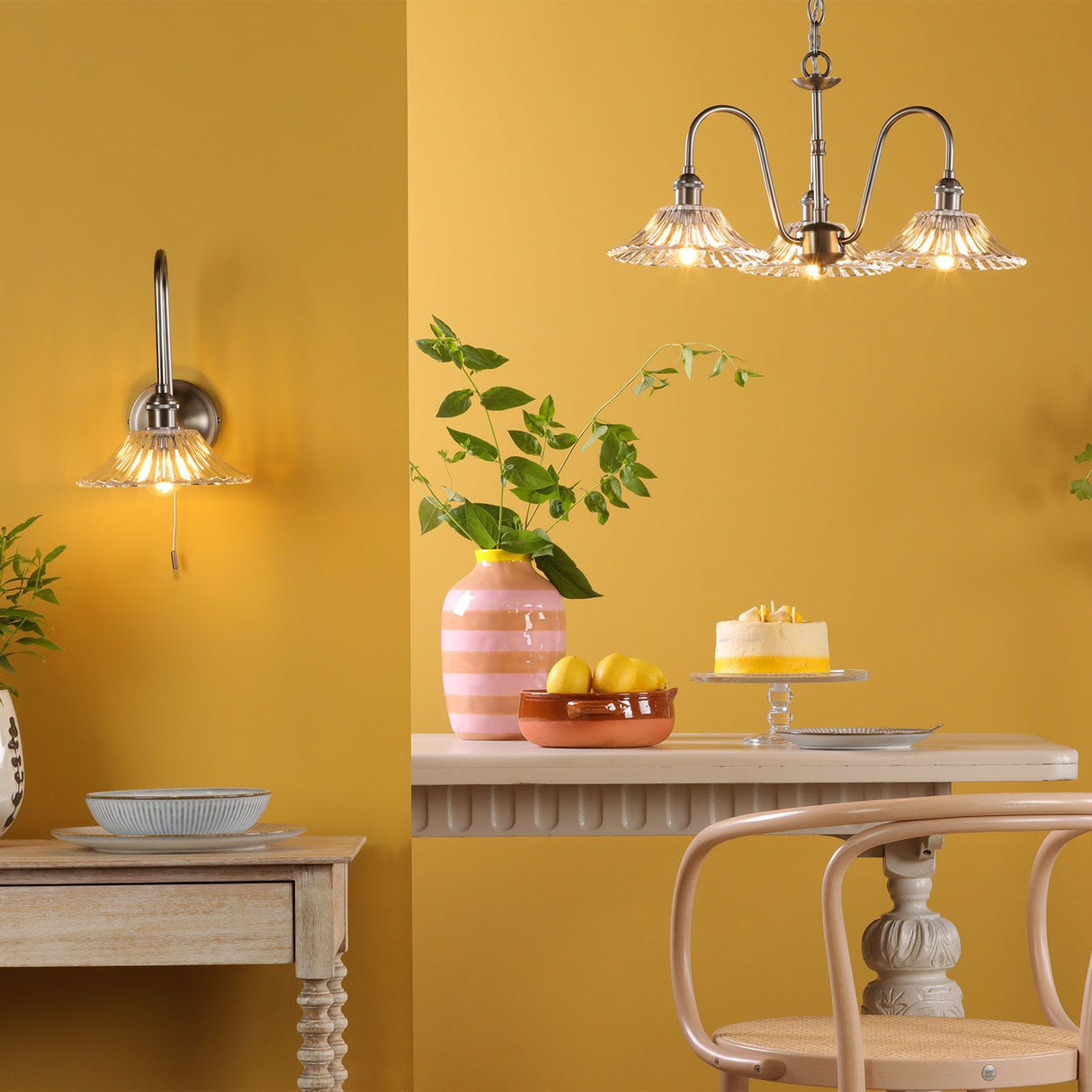 Hadano Wall Light Antique Chrome and Glass