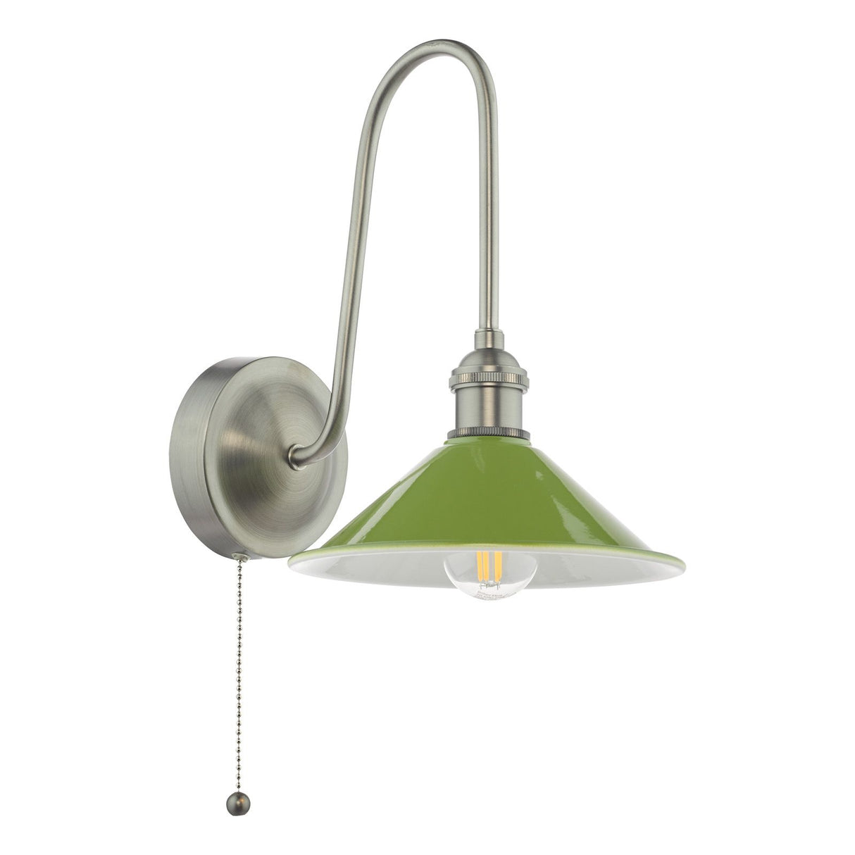 Hadano Wall Light Antique Chrome and Matt Green