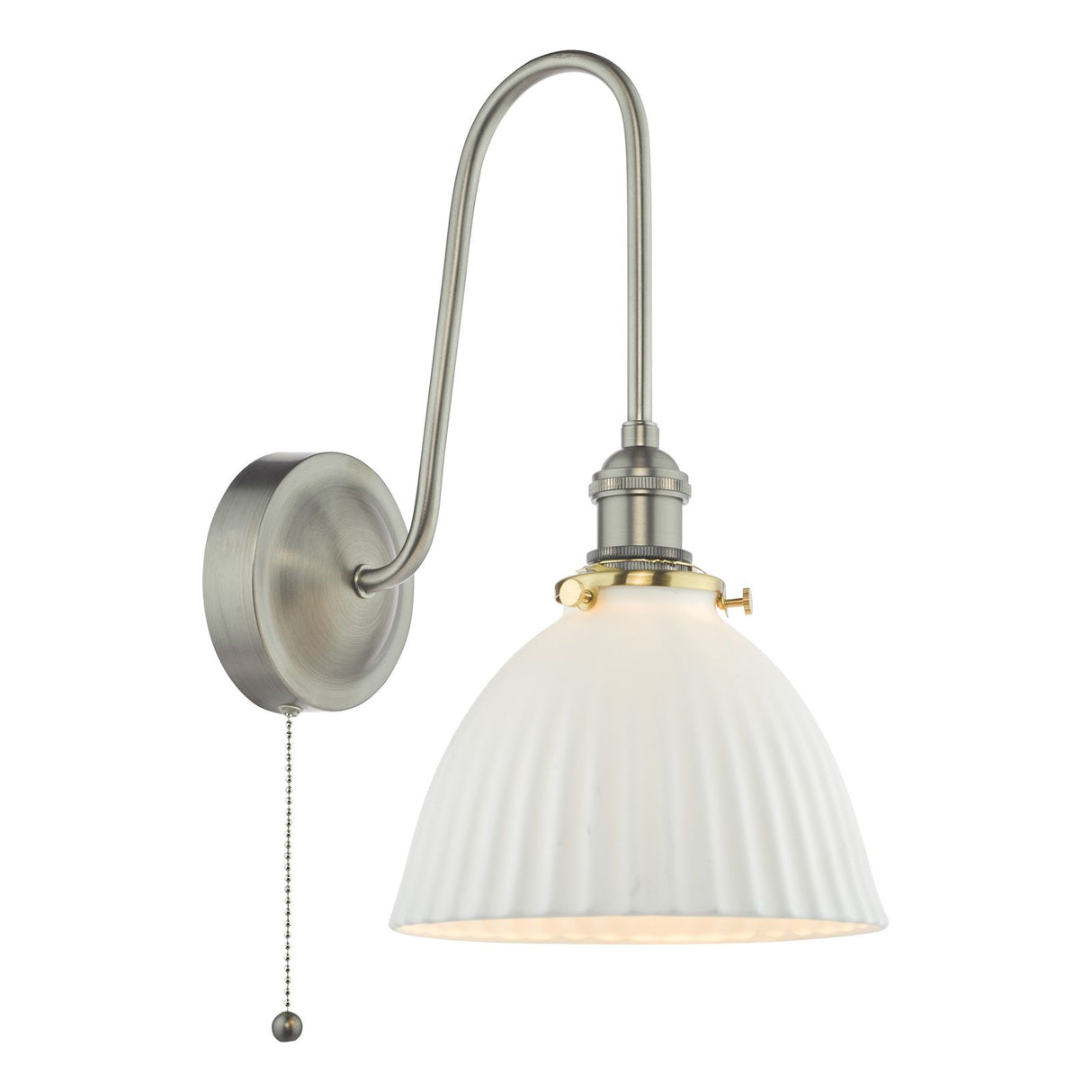 Hadano Wall Light Antique Chrome and White