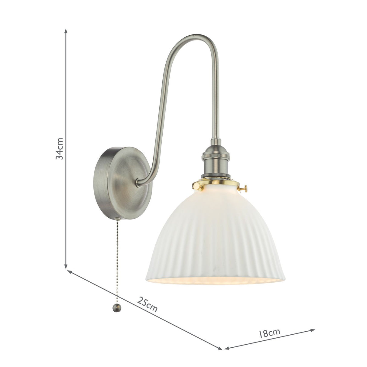 Hadano Wall Light Antique Chrome and White