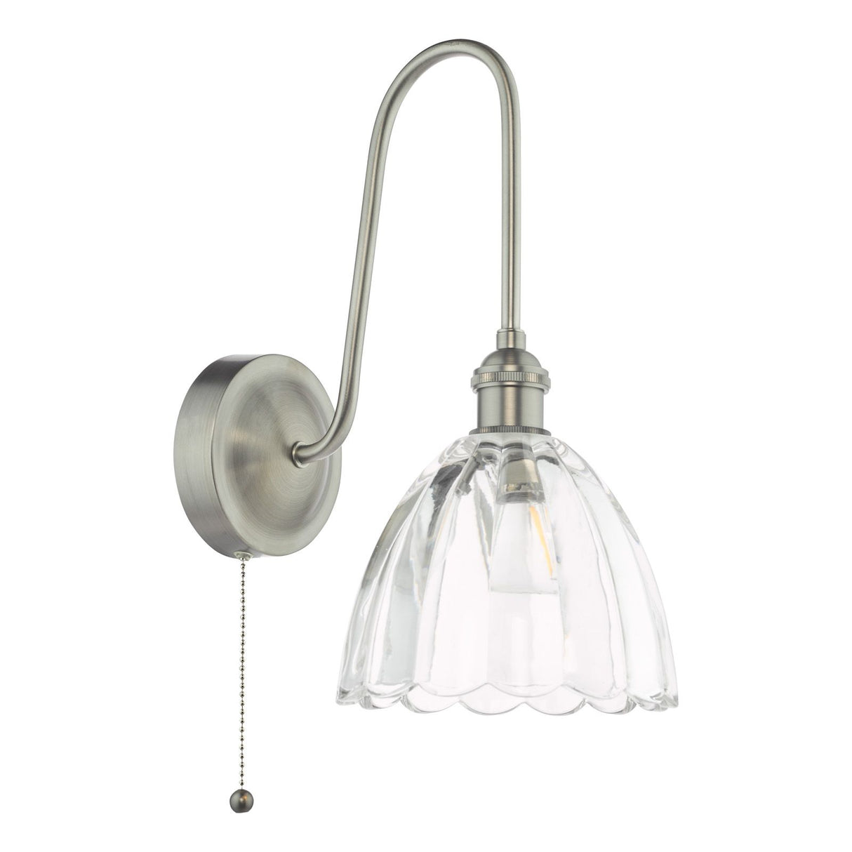 Hadano Wall Light Antique Chrome and Glass