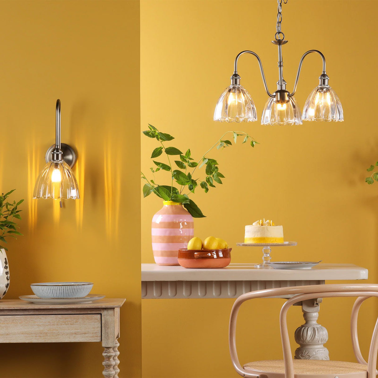 Hadano Wall Light Antique Chrome and Glass