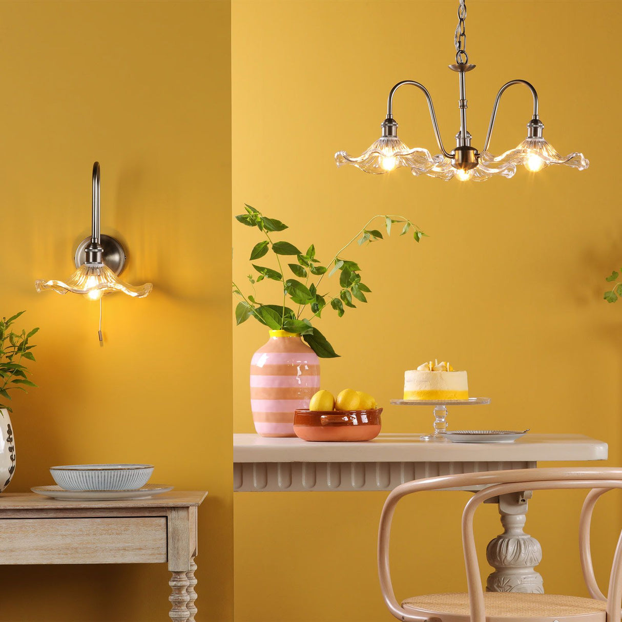 Hadano Wall Light Antique Chrome and Glass