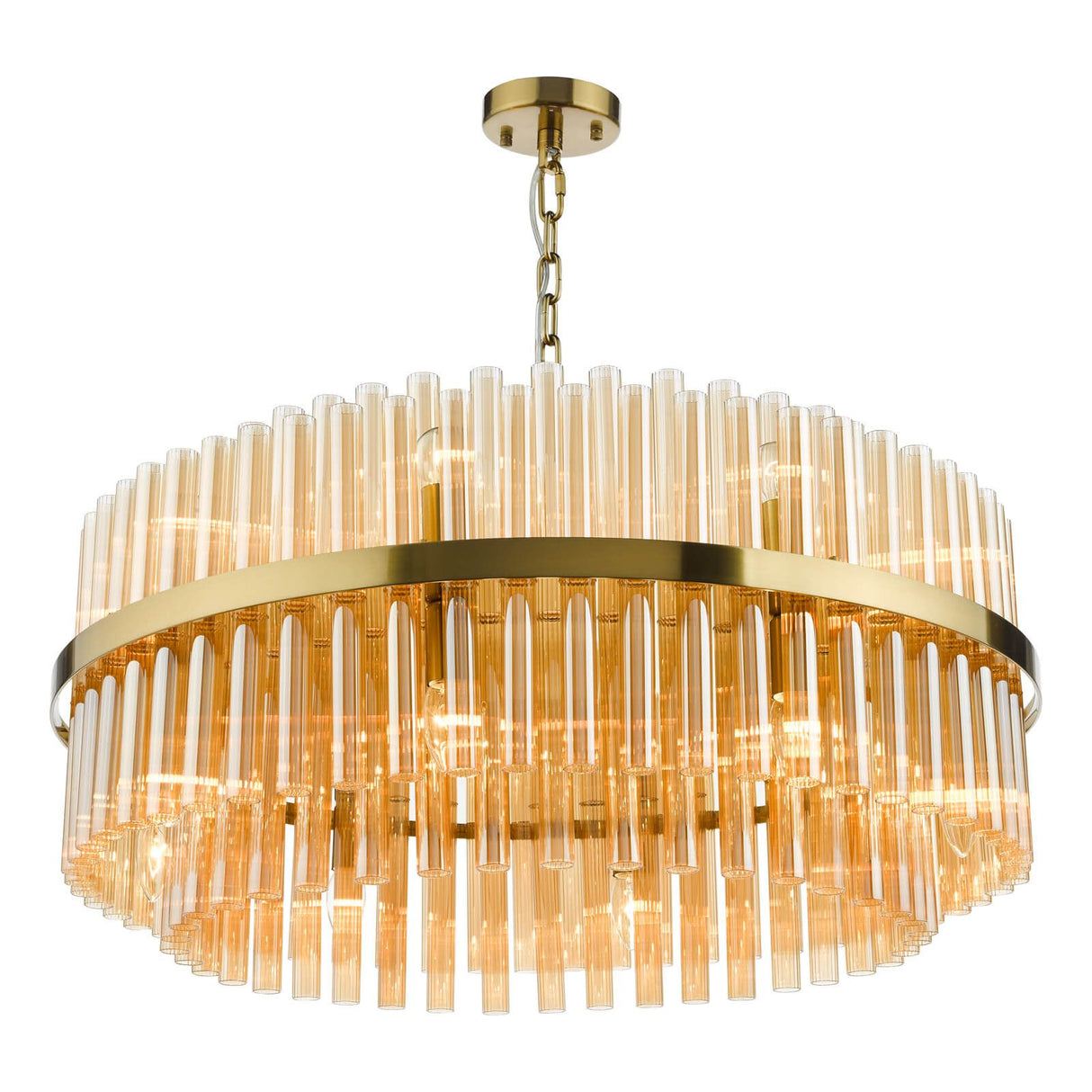 Imani 16 Light Pendant Natural Brass and Champagne Glass