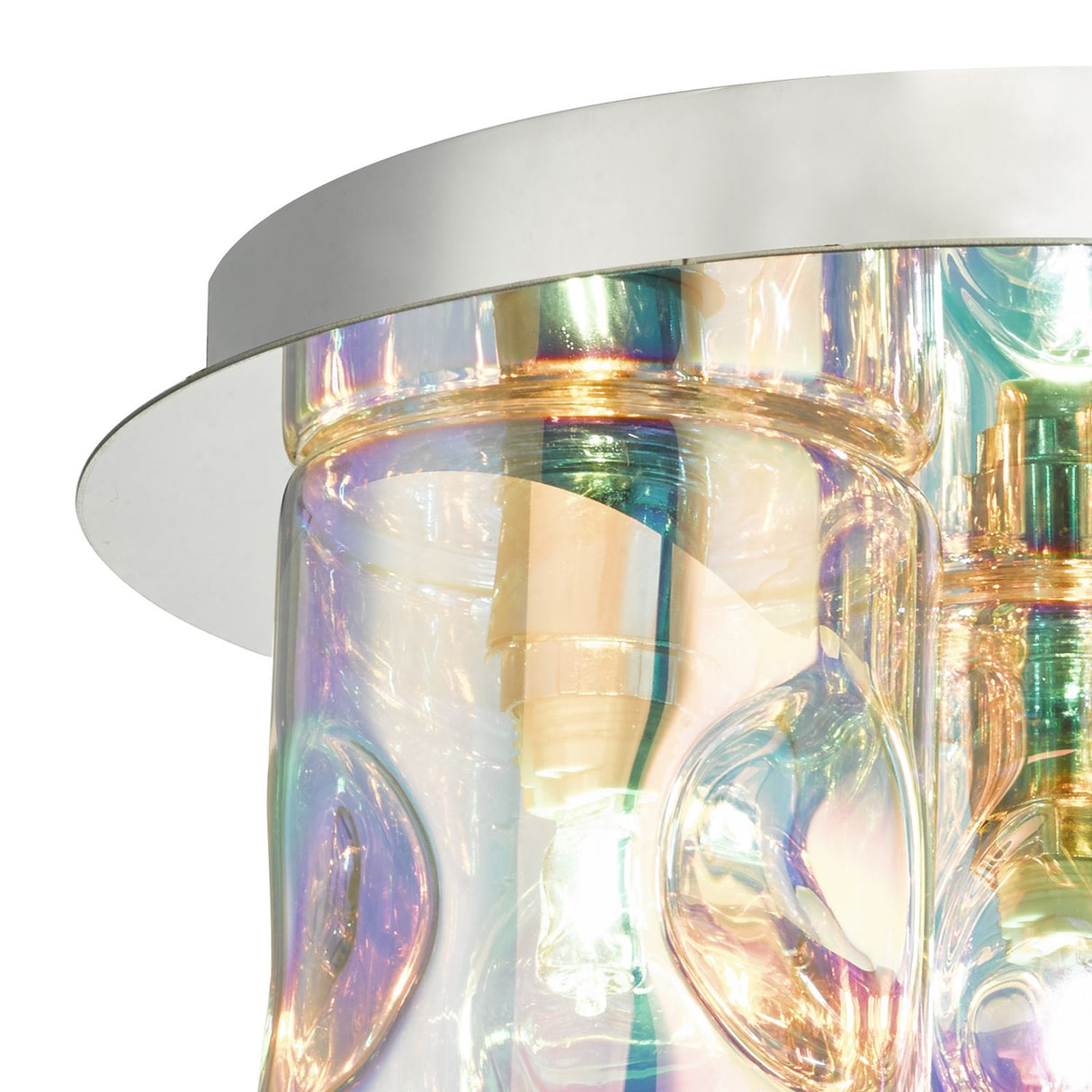 Inter 3 Light Flush Pol Chrome & Iridised Glass