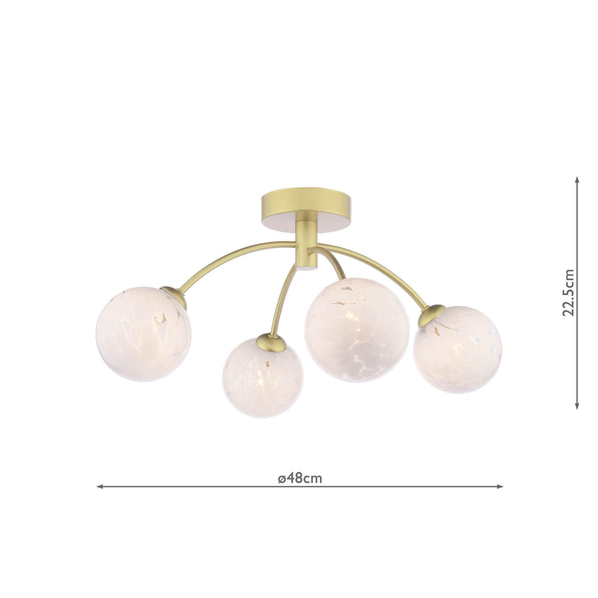Izzy 4 Light Semi-Flush Matt Gold With White Confetti Glass