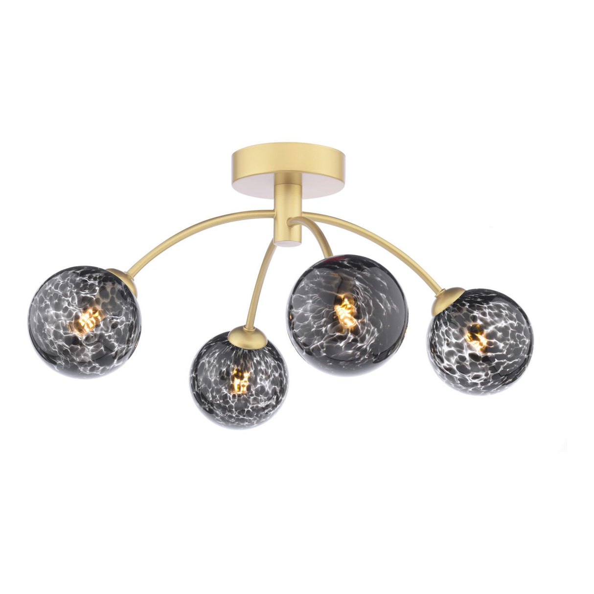 Izzy 4 Light Semi-Flush Matt Gold With Black Confetti Glass