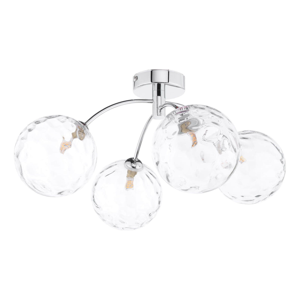 Izzy 4 Light Semi Flush Polished Chrome With Clear Dimpled Glass