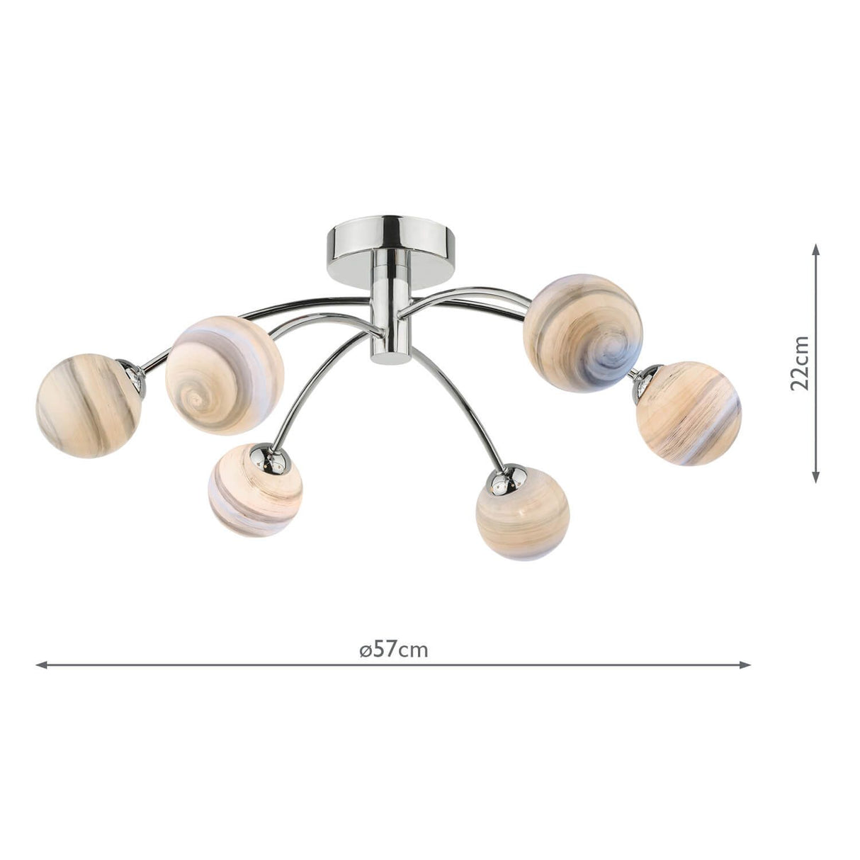 Izzy 6lt Semi Flush Polished Chrome With Planet Style Glass
