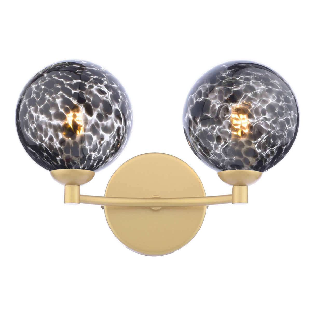Izzy 2 Light Wall Light Matt Gold With Black Confetti Glass