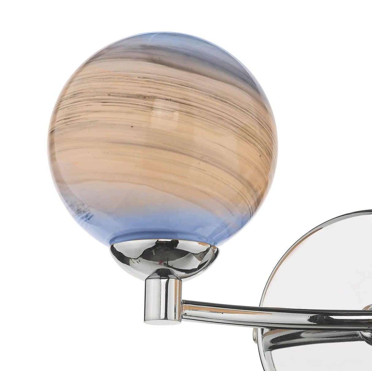 Izzy 2 Light Wall Light Polished Chrome With Planet Style Glass