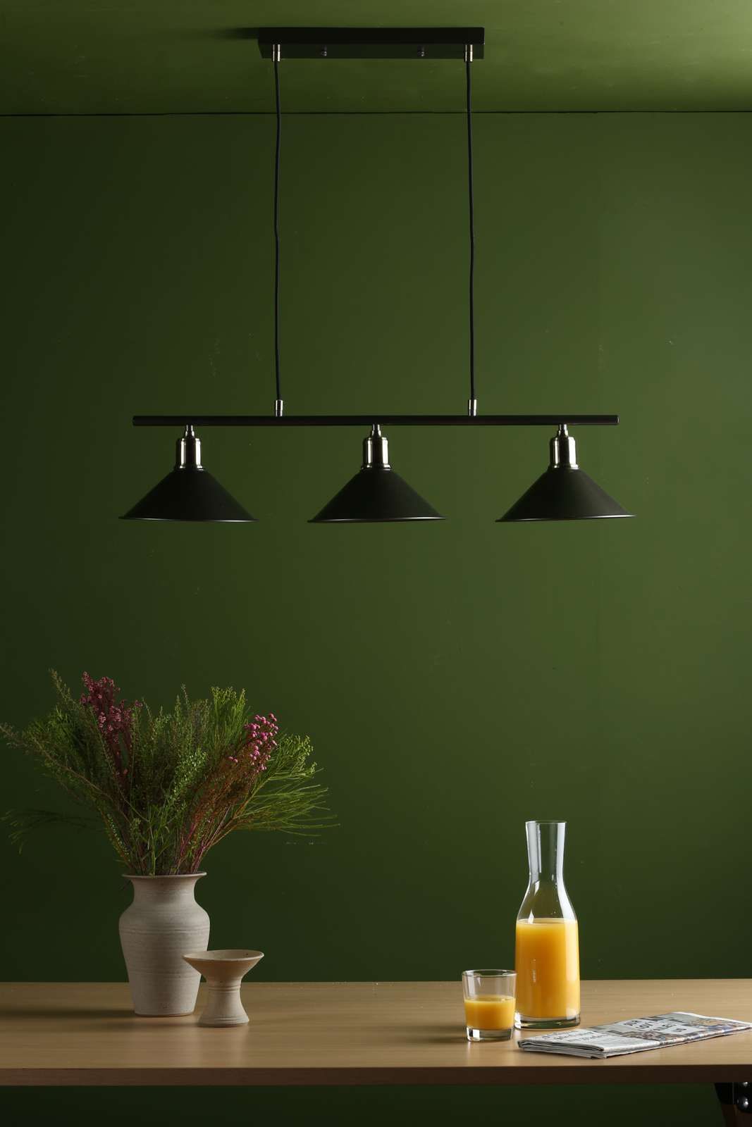 Jalen 3 Light Bar Pendant Graphite Antique Brass