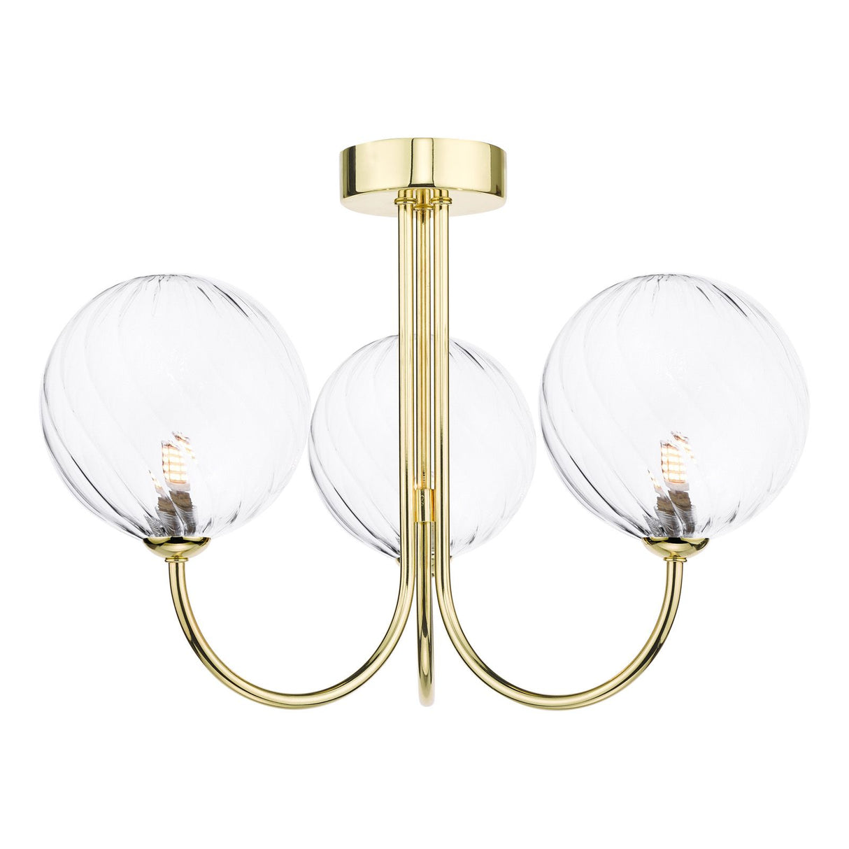 Jared 3 Light Semi Flush Polished Gold With Closed Glass