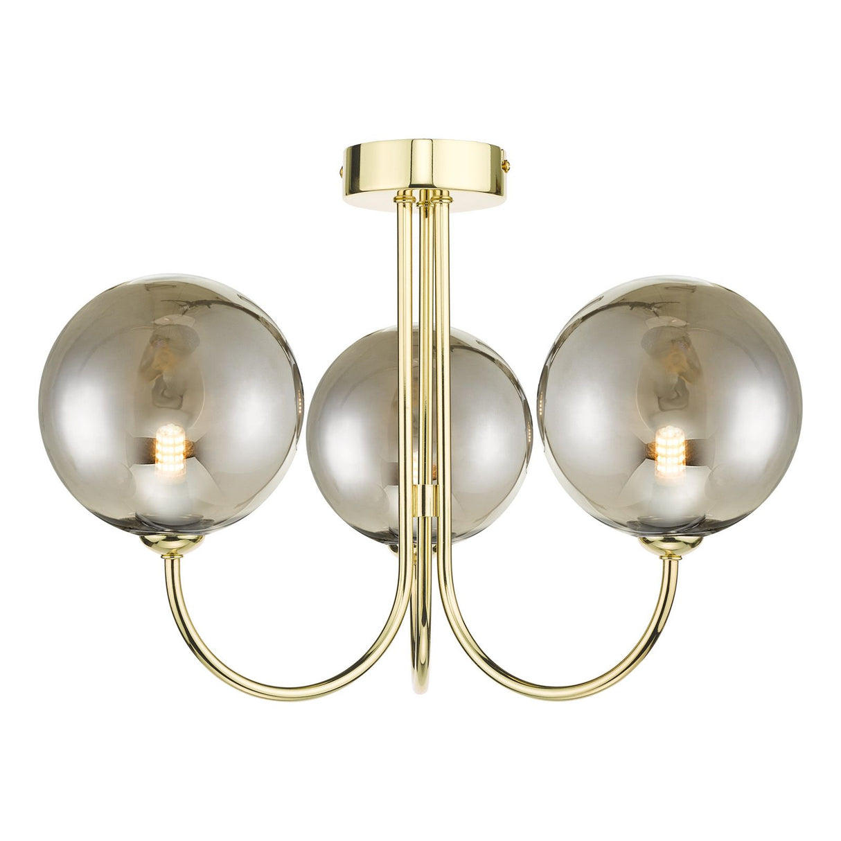 Jared 3 Light Semi Flush Polished Gold With Smoked Glass