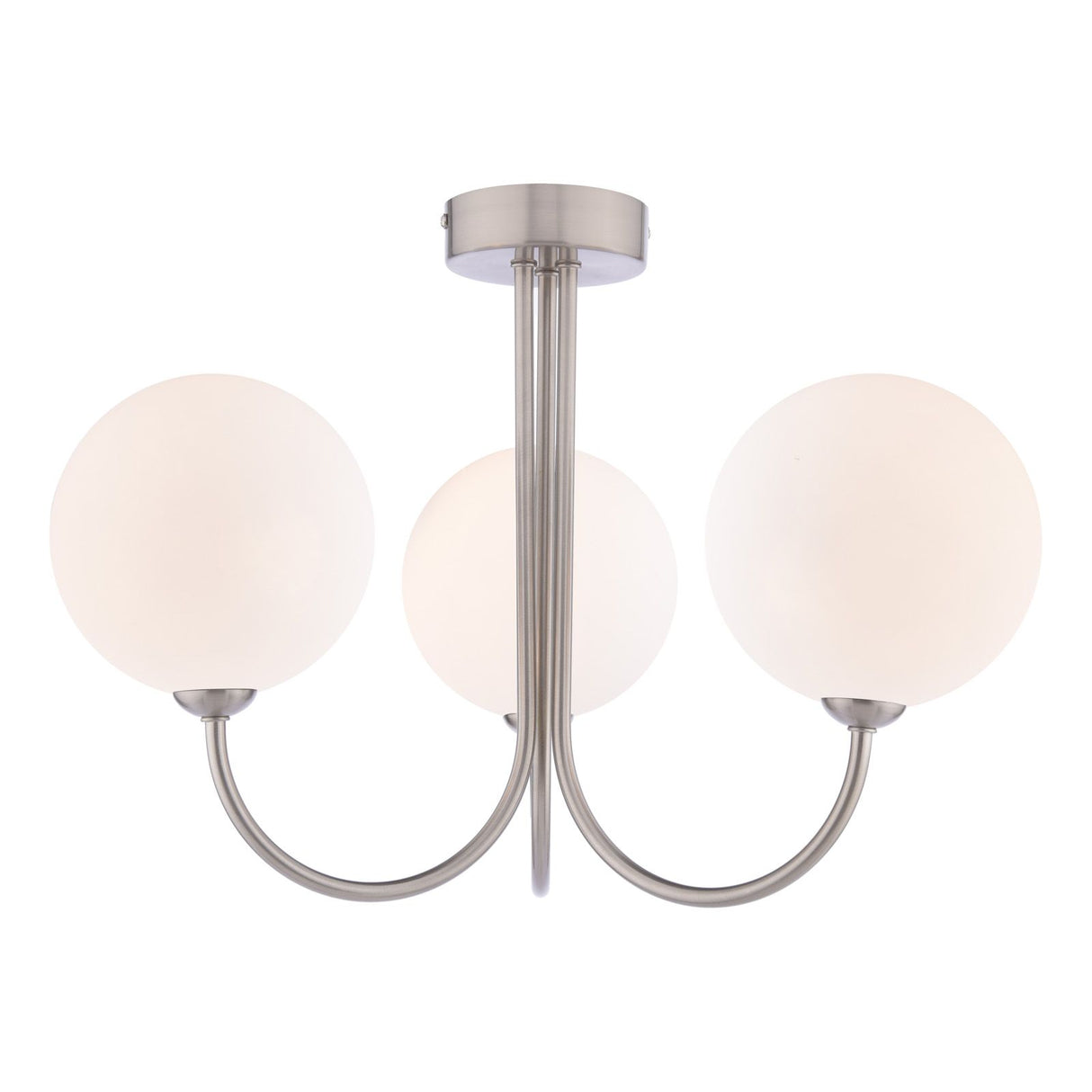 Jared 3 Light Semi-Flush Satin Nickel With Opal Glass