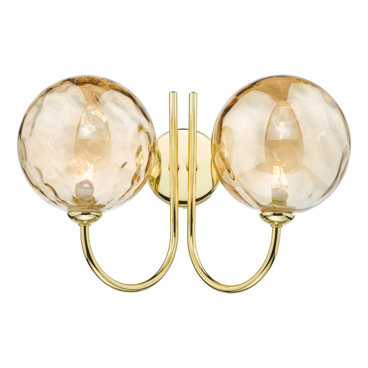 Jared 2 Light Wall Light Polished Gold With Amber Dimpled Glass