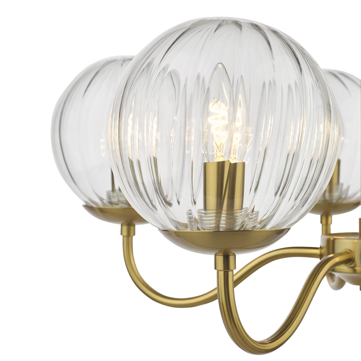 Jocelyn 5 Light Armed Pendant Natural Brass and Glass