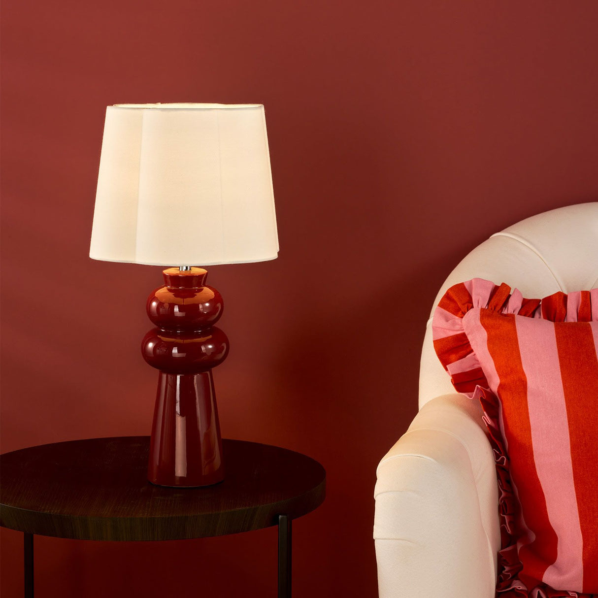 Jordana Table Lamp Pink and Polished Chrome With Shade