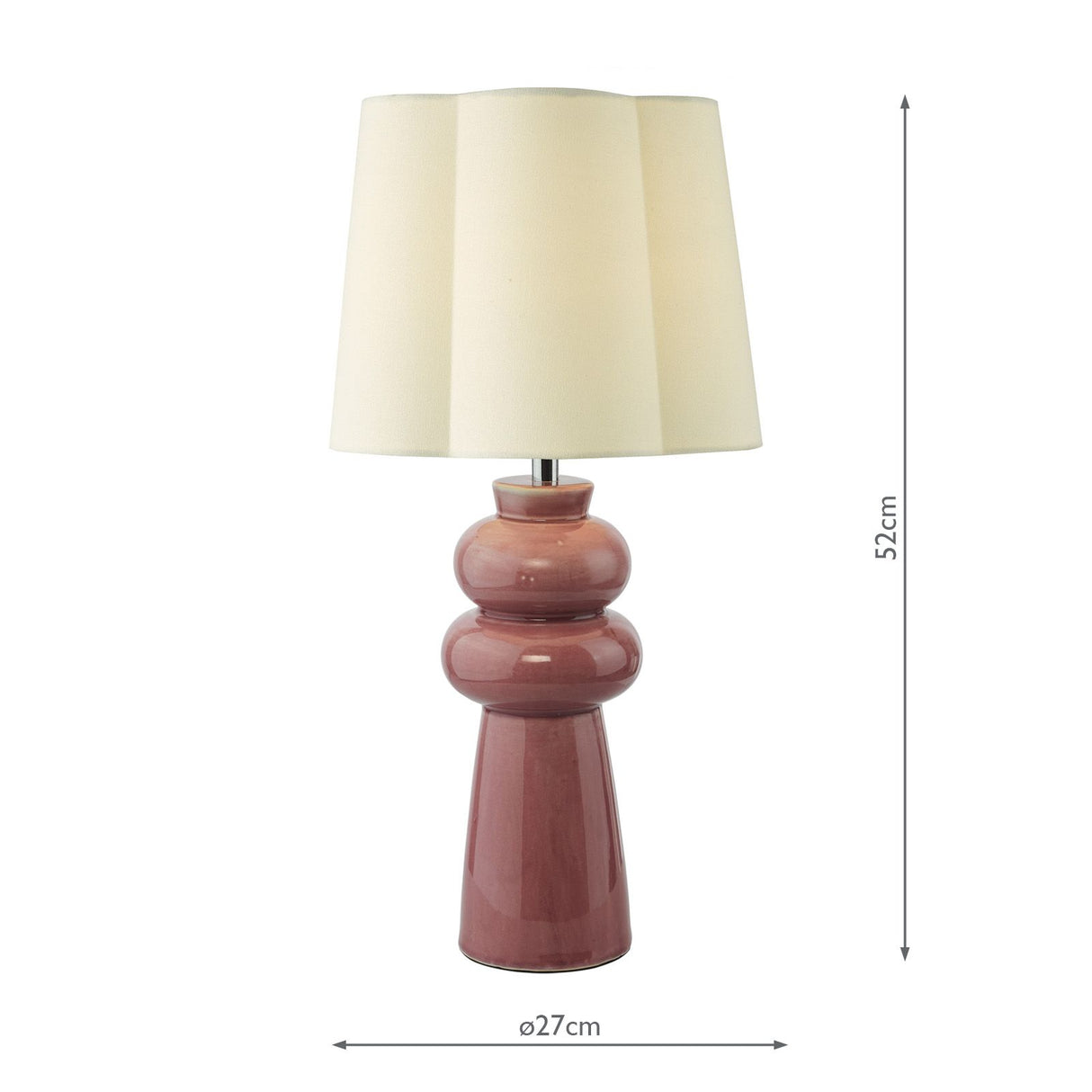 Jordana Table Lamp Pink and Polished Chrome With Shade