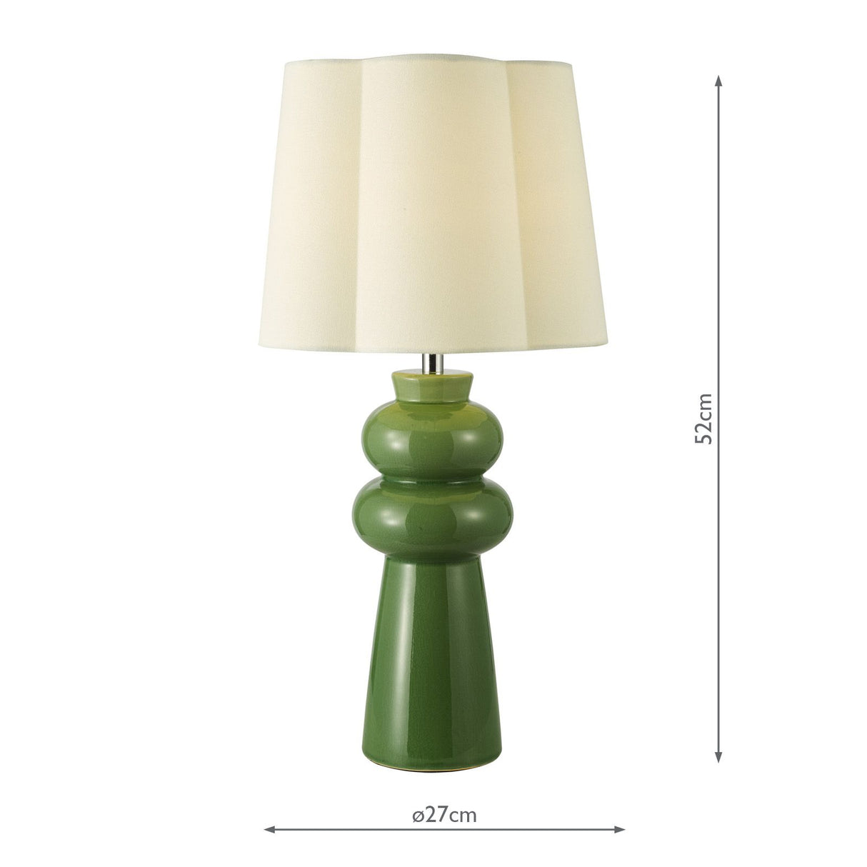 Jordana Table Lamp Green and Polished Chrome With Shade