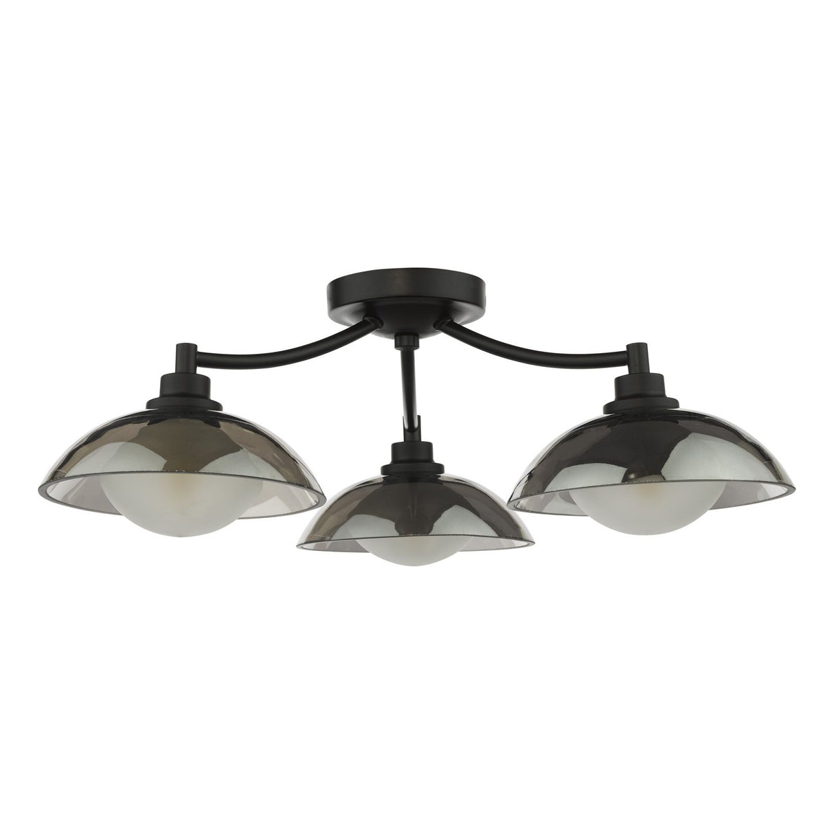 Kadience 3 Light Semi-Flush Satin Black and Smoked Glass