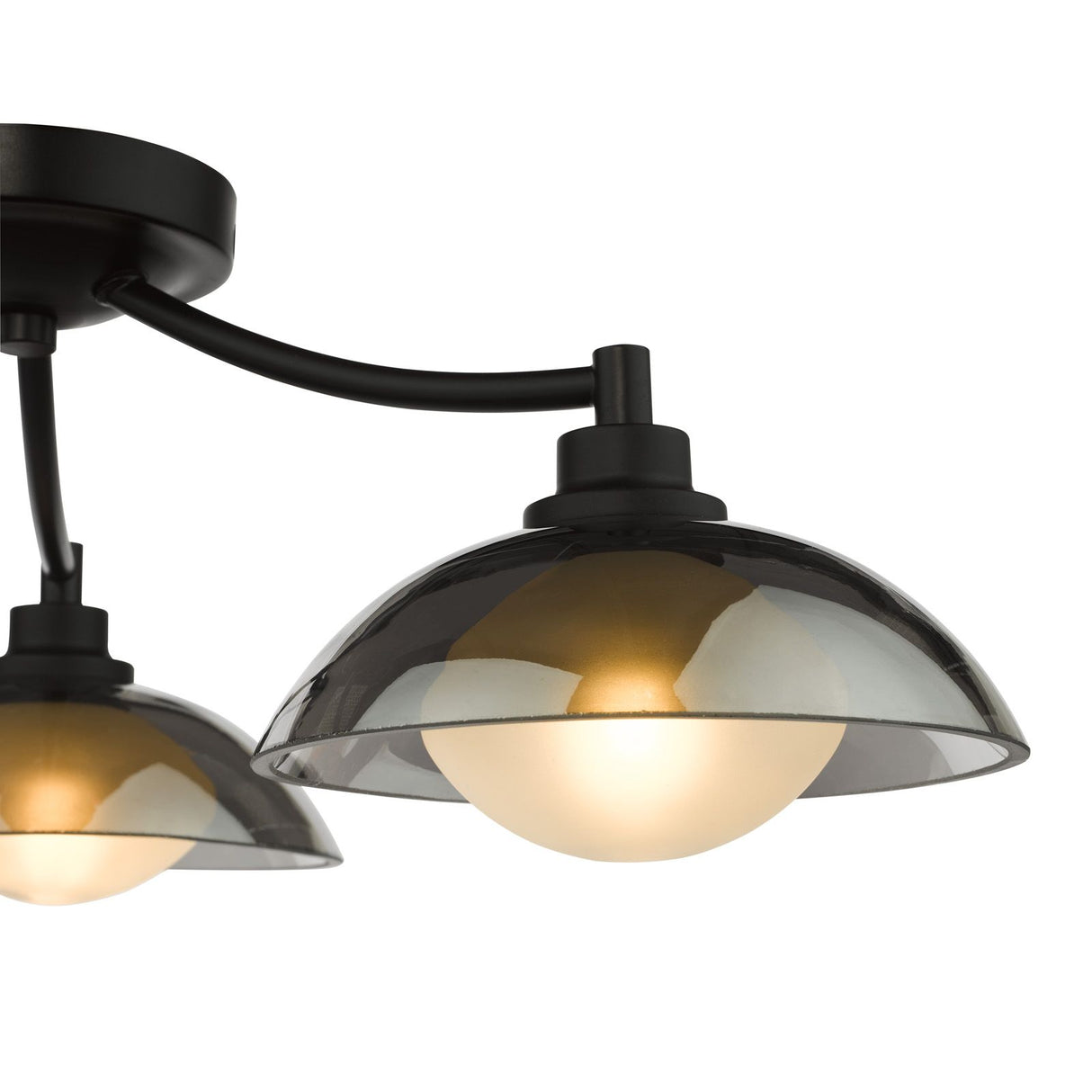 Kadience 3 Light Semi-Flush Satin Black and Smoked Glass