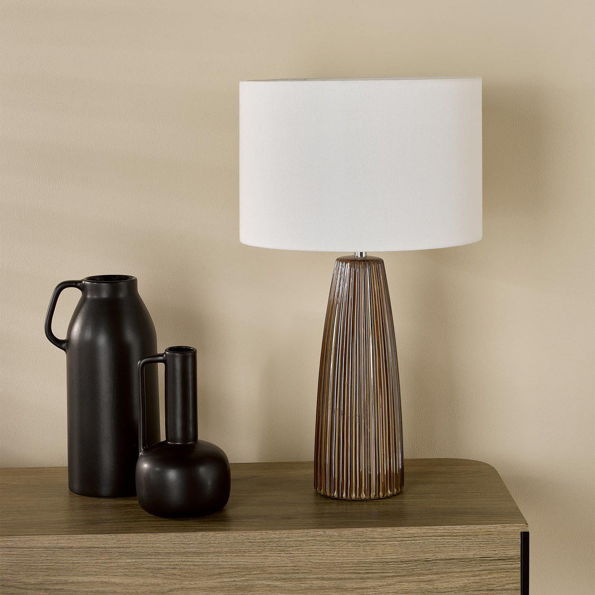Kaulana Table Lamp Brown With Shade