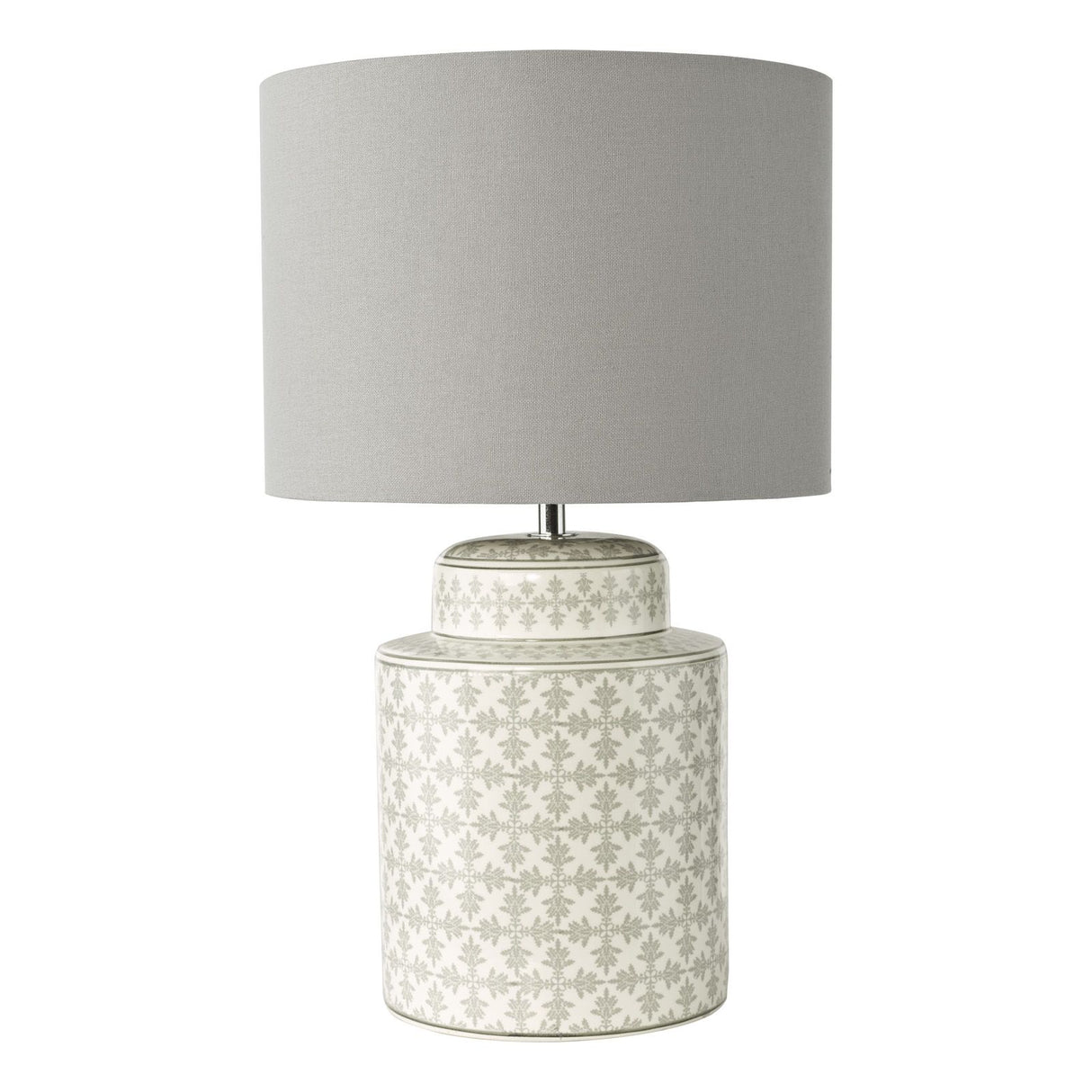 Kedron Table Lamp Grey and Satin Chrome With Shade