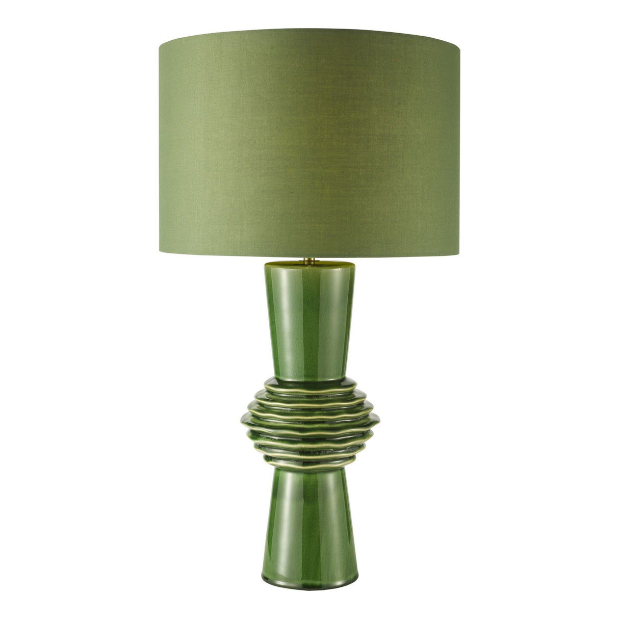 Lagle Table Lamp Green and Antique Brass With Shade