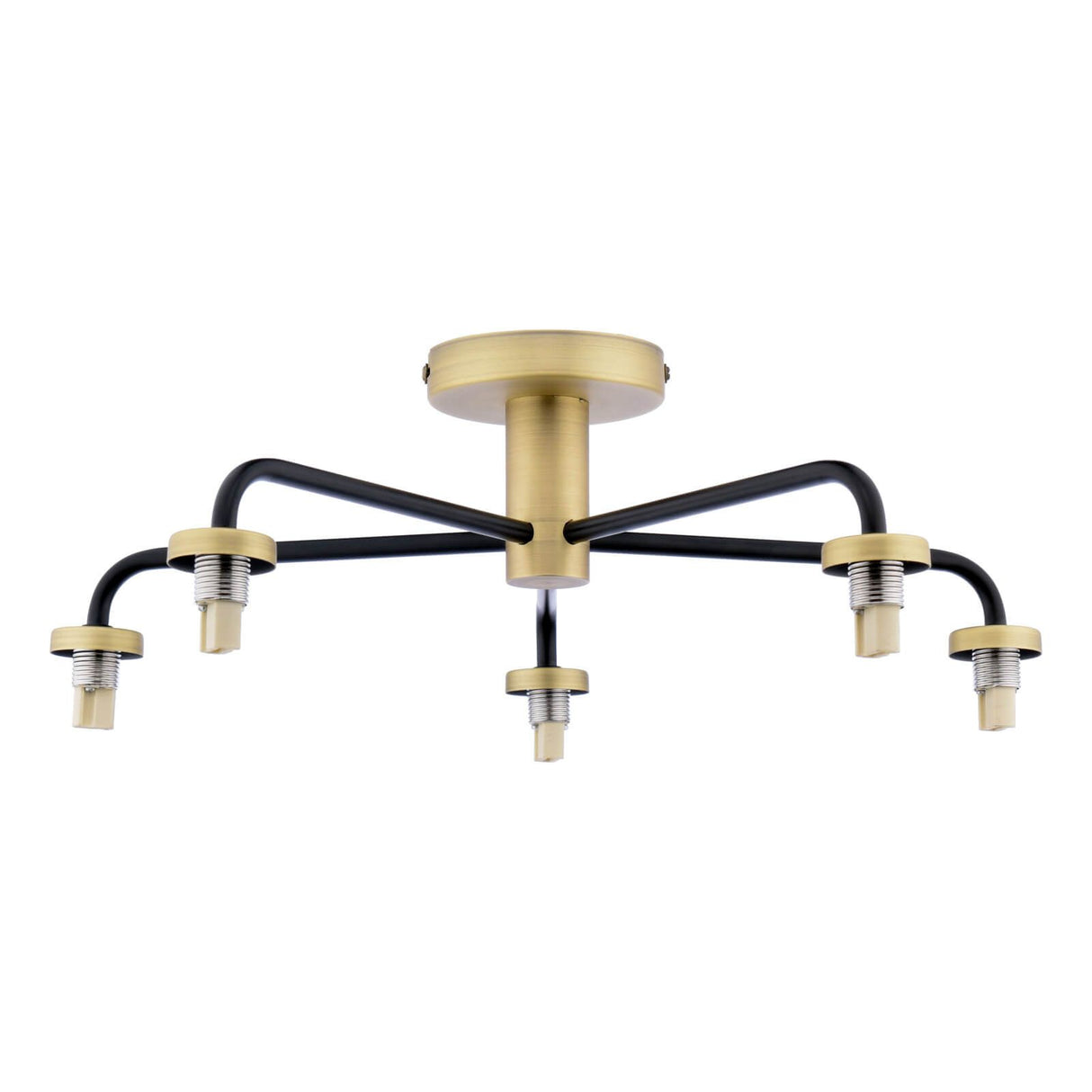 Lainey 5 Light Semi-Flush Matt Black and Antique Brass Frame Only