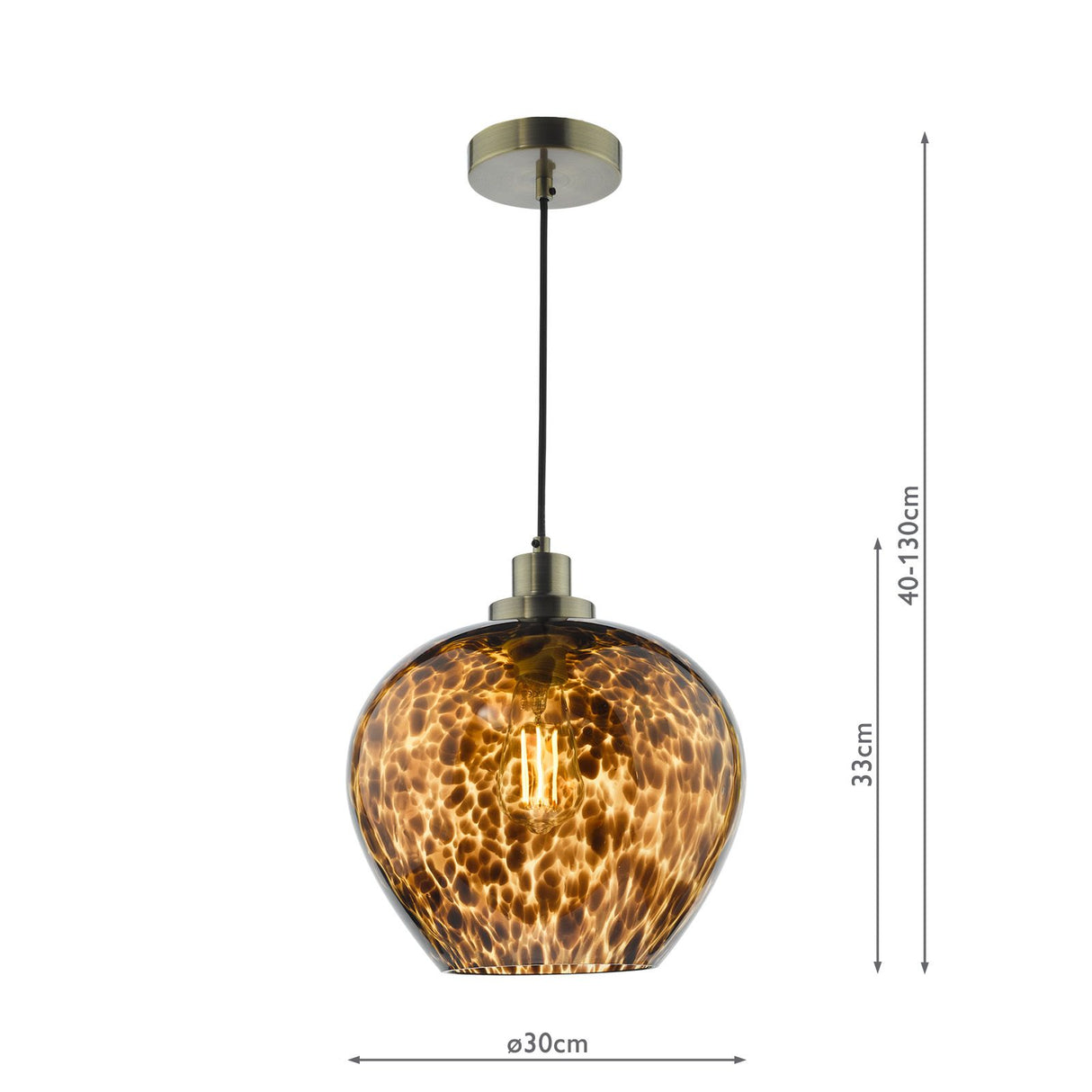 Leandra Pendant Tortoiseshell Glass and Antique Brass