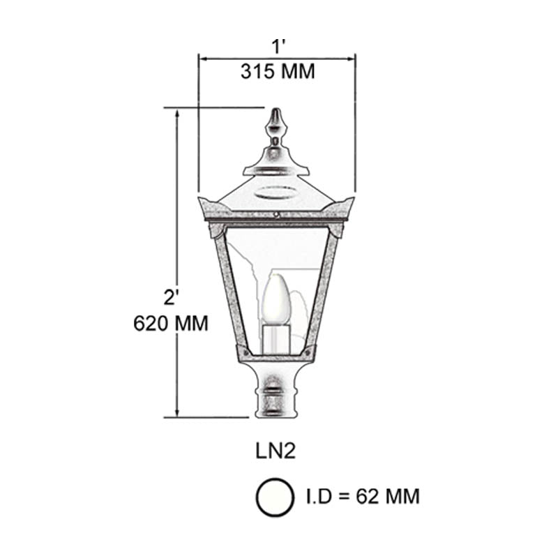 Victorian Traditional lantern in cast iron - 62mm I.D. (LN002)