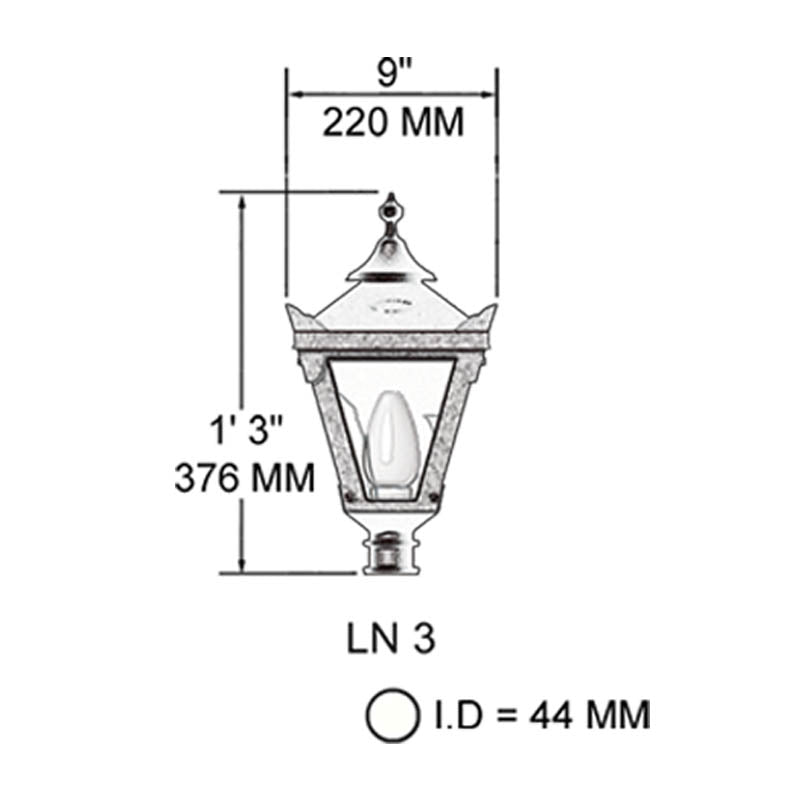 Victorian Traditional lantern in cast iron - 44mm I.D. (LN003)