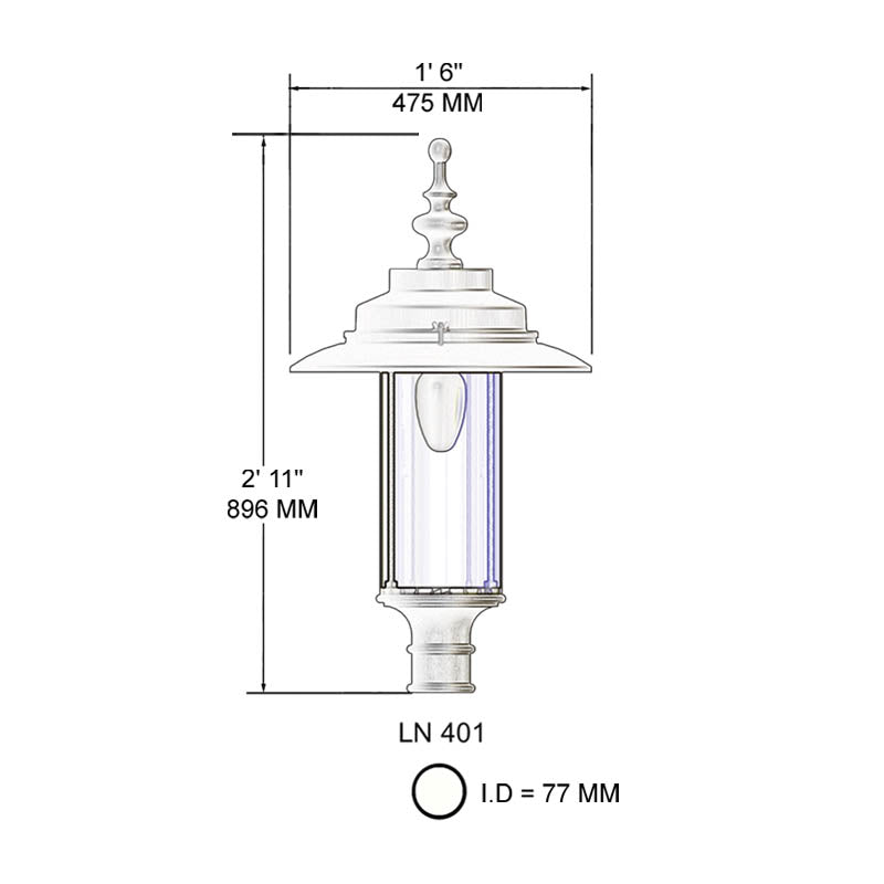 Georgian style lantern - 77mm inside diameter (LN401)