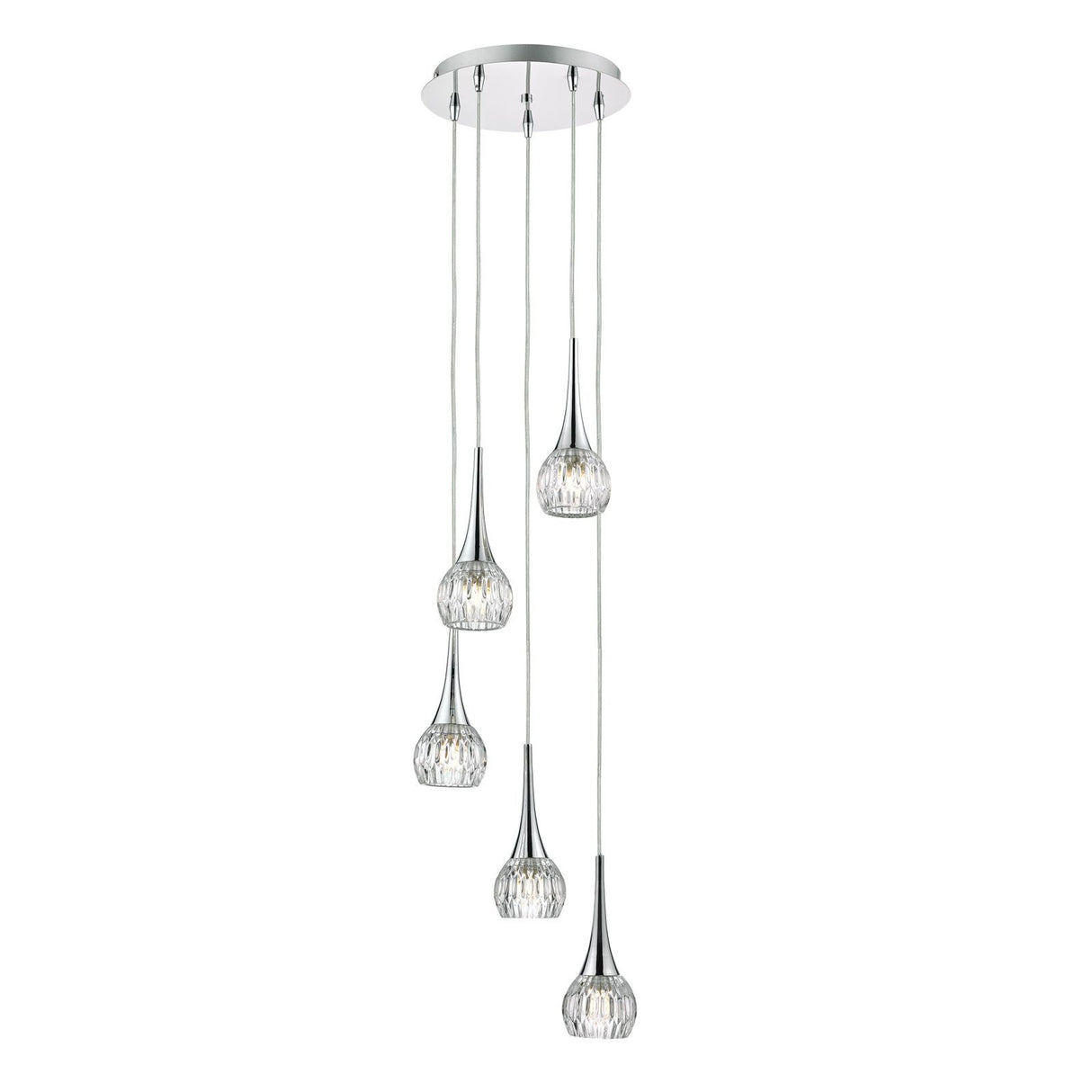 Lyall 5 Light Pendant Polished Chrome Glass