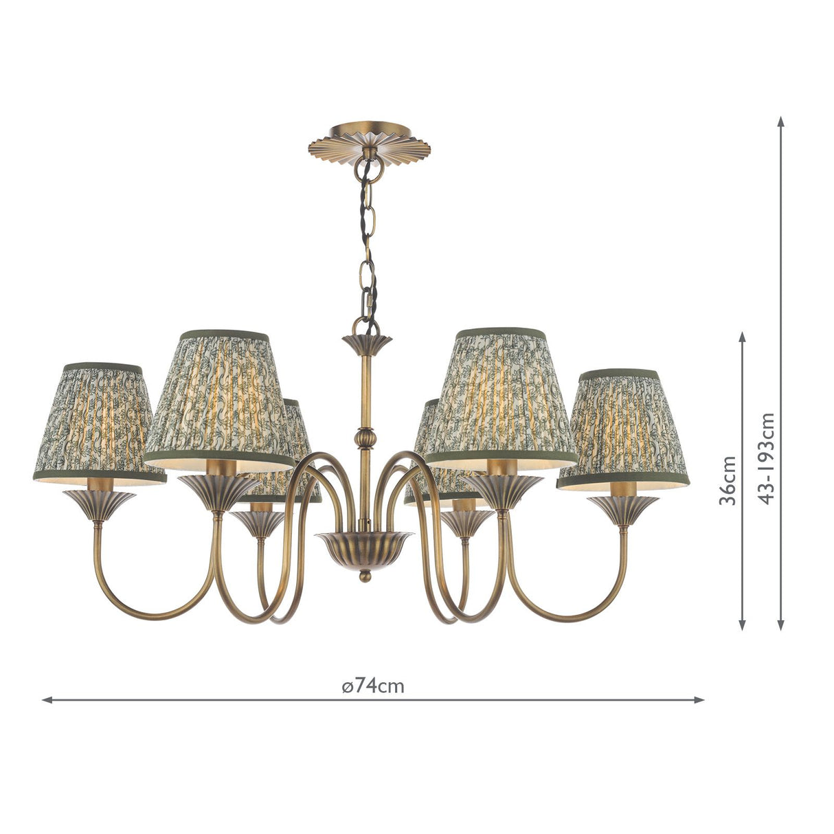 Lydian 6 Light Pendant Antique Bronze With Shade