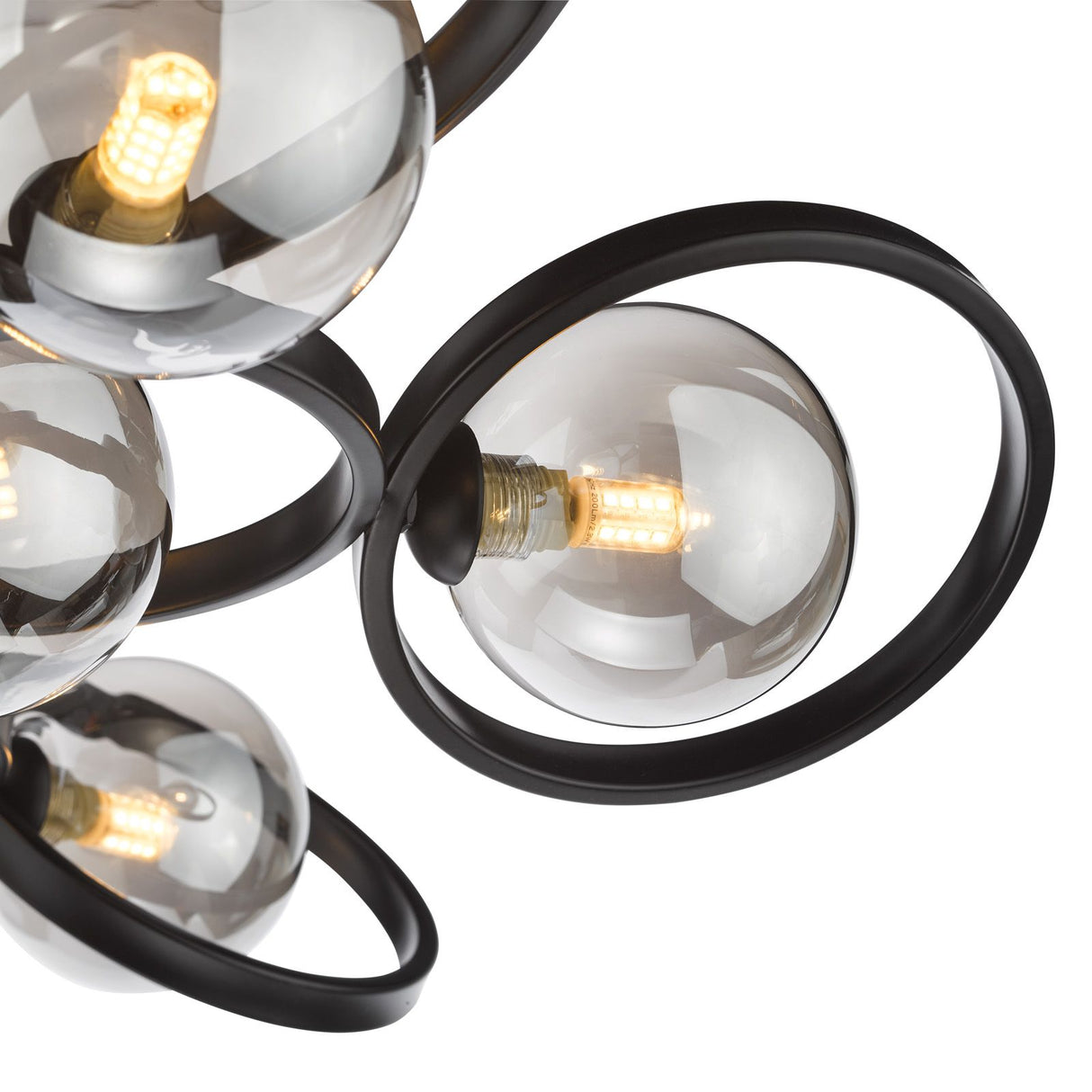 Lynette 9 Light Semi-Flush Satin Black With Smoked Glass