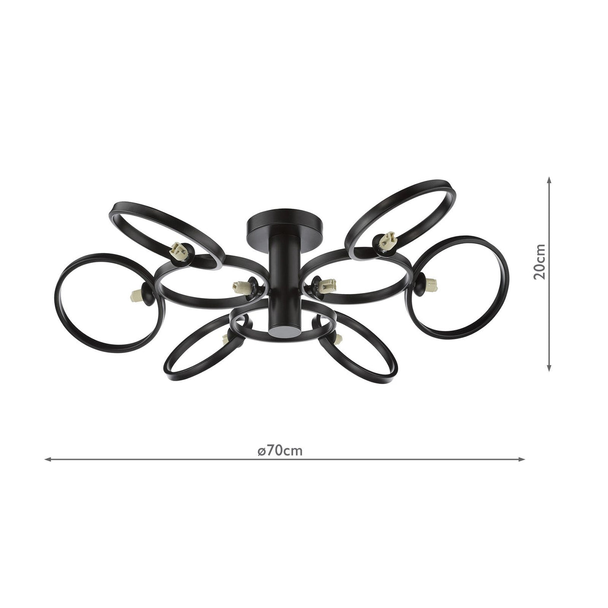 Lynette 9 Light Semi-Flush Satin Black Fitting Only